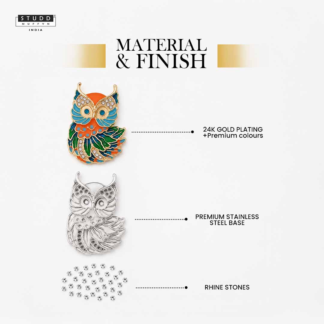 Prism Guardian Owl Pendant - 24K Gold Plated [ With Black Boxer Chain] - Image 3