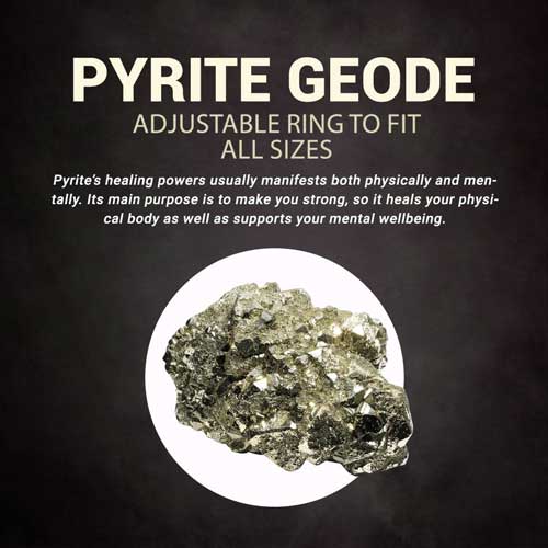 Crystal Shield ( Black Tourmaline Ring +Pyrite Geode Ring ) - Image 7