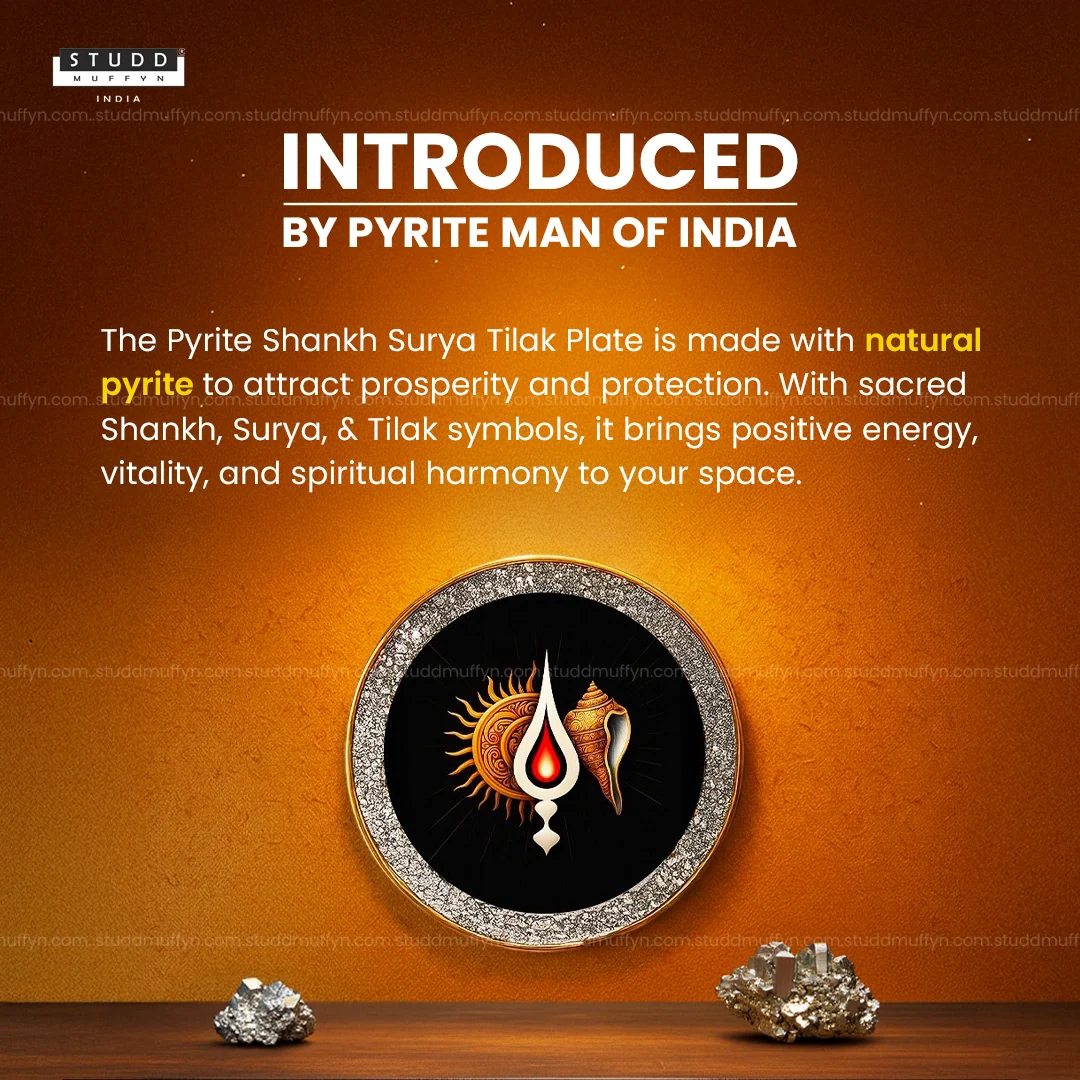 Pyrite Shankh Surya Tilak Plate [Round Plate] - Image 2