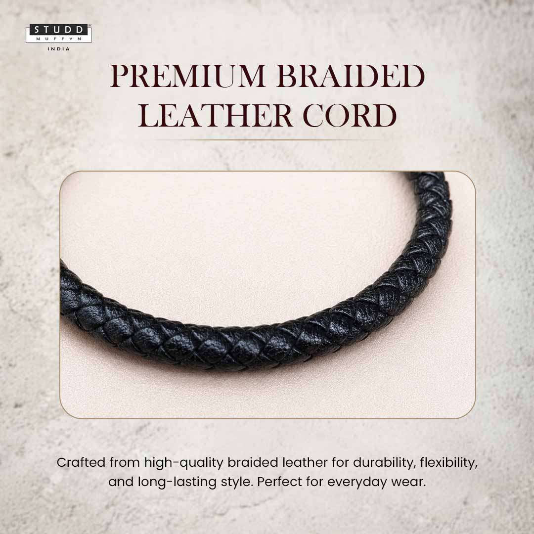 Pyrite Stretchable Leather Bracelet - Image 3