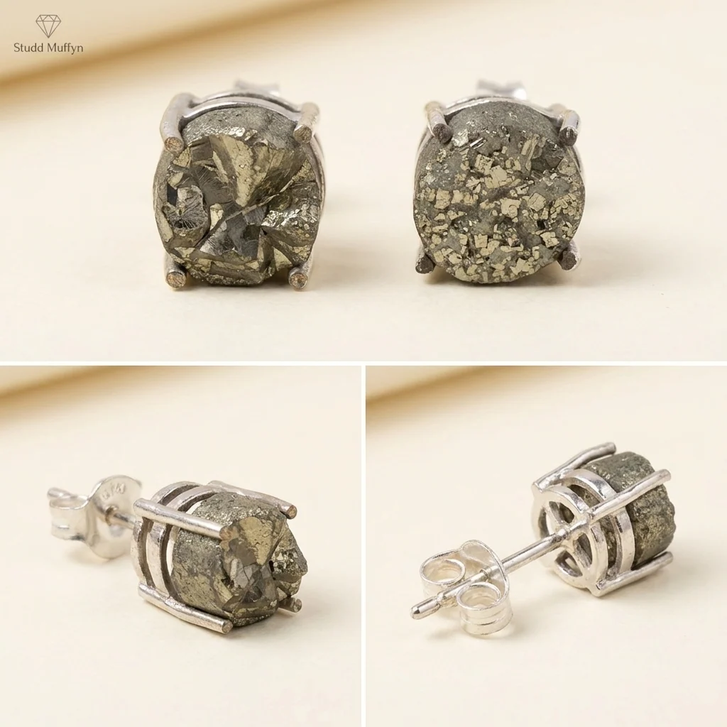 Pyrite Studd Earrings - Image 7
