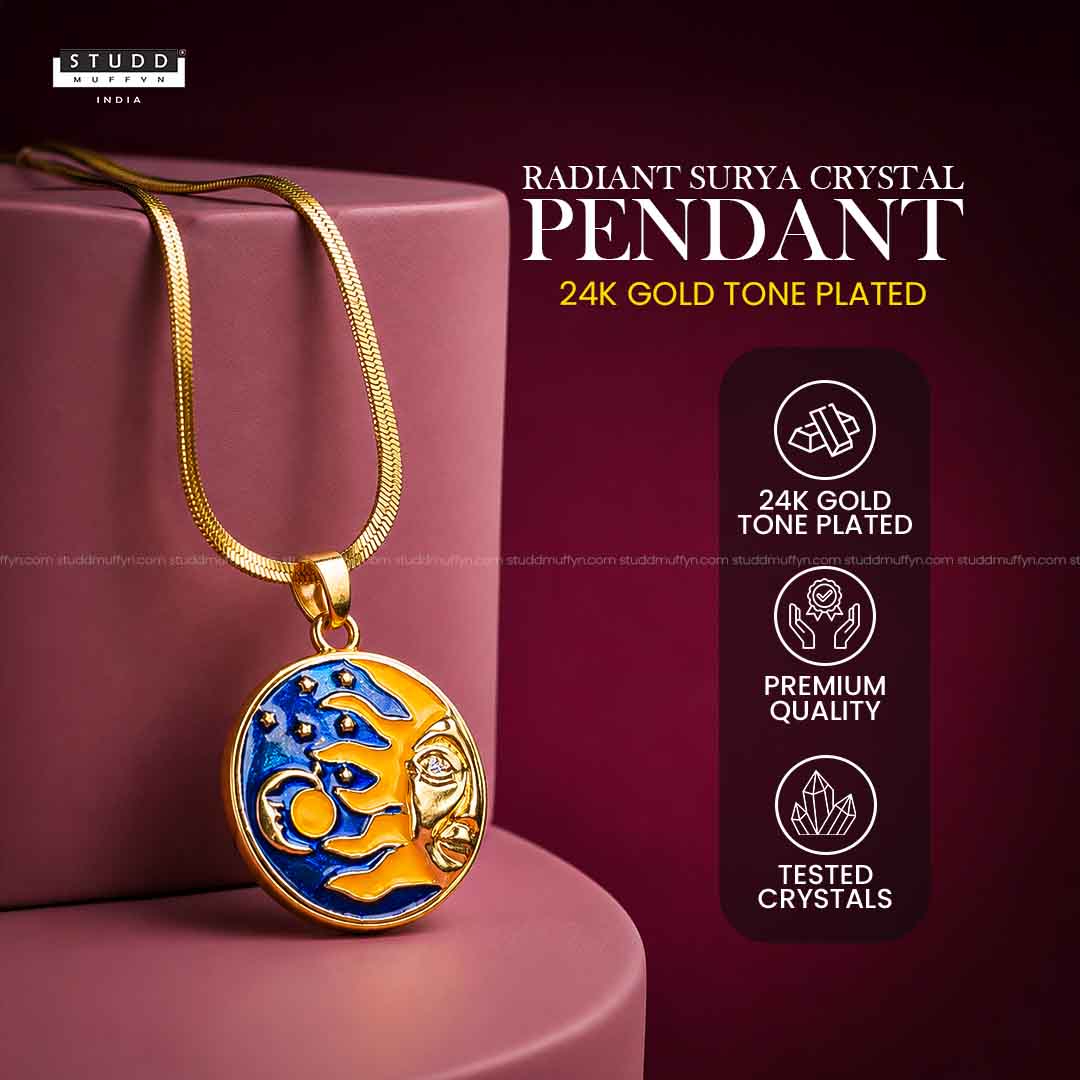 Radiant Surya Crystal Pendant - 24K Gold Plated - Image 3