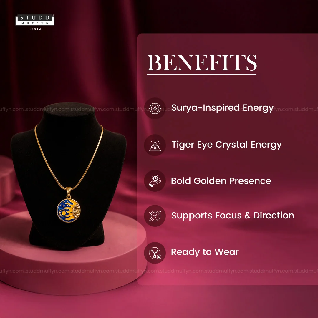 Radiant Surya Crystal Pendant - 24K Gold Plated - Image 4