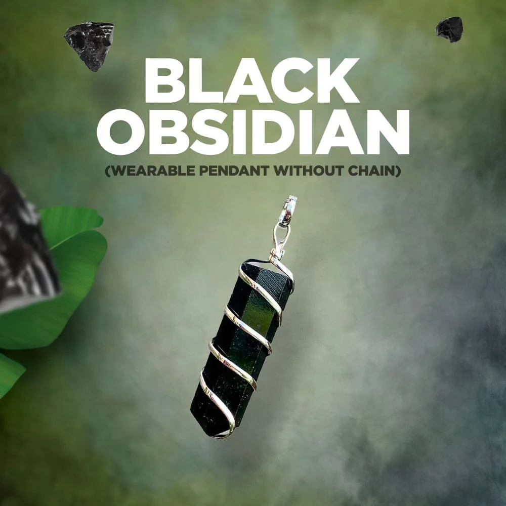 ATTRACT MONEY & PROTECT AURA (Raw Pyrite Stone & Black Obsidian Pendant (without chain) - Image 4