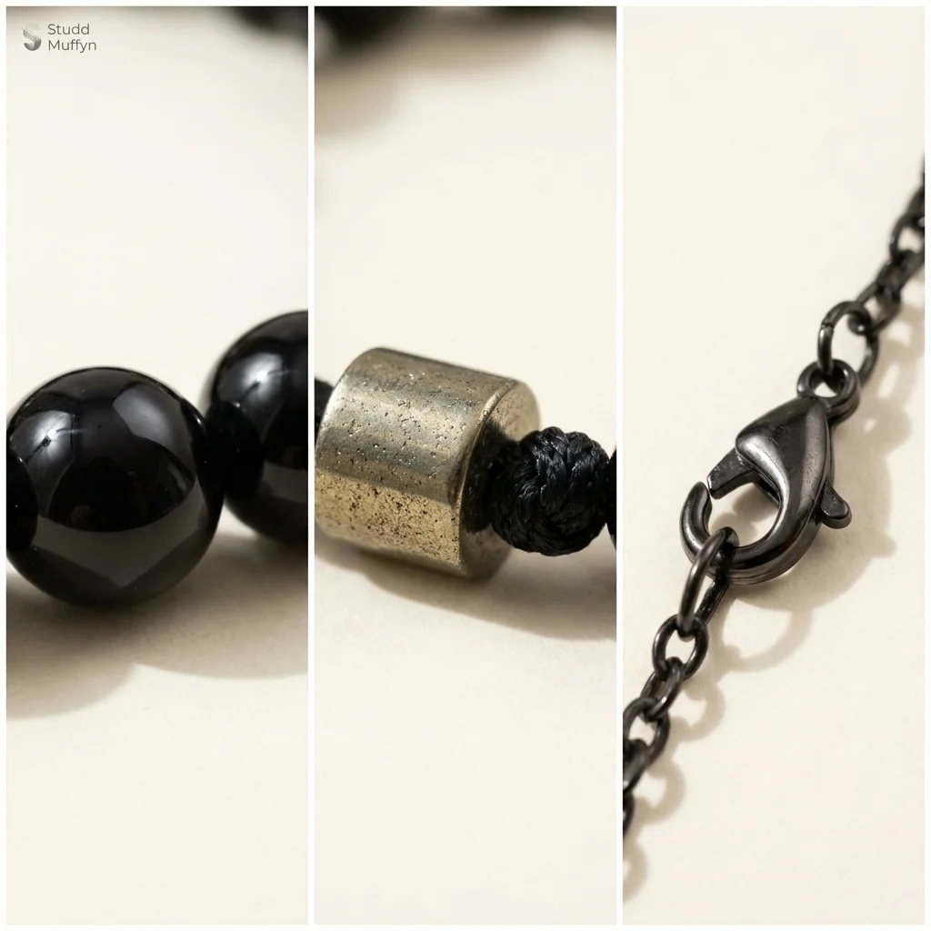 Richie Rich Anklet — Pyrite & Black Obsidian Crystal Anklet - Image 5