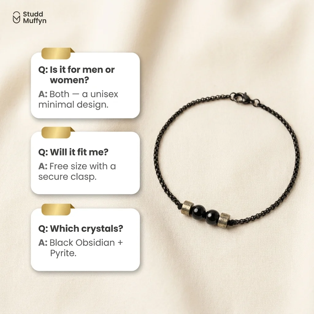 Richie Rich Anklet — Pyrite & Black Obsidian Crystal Anklet - Image 7