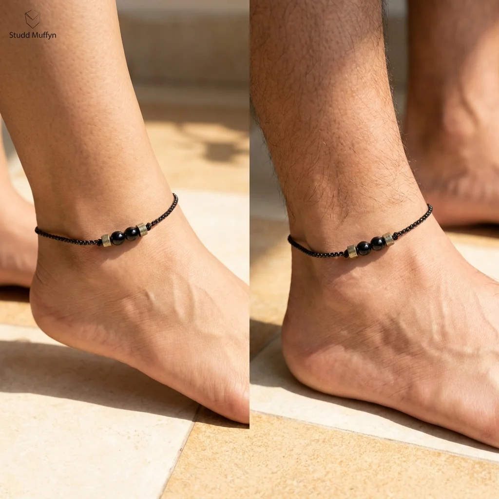 Richie Rich Anklet — Pyrite & Black Obsidian Crystal Anklet - Image 9