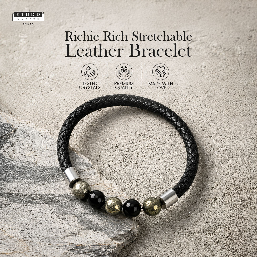 Richie Rich Stretchable Leather Bracelet - Image 2