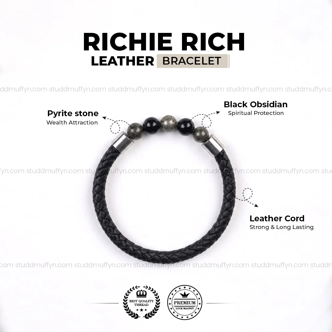 Richie Rich Stretchable Leather Bracelet - Image 4