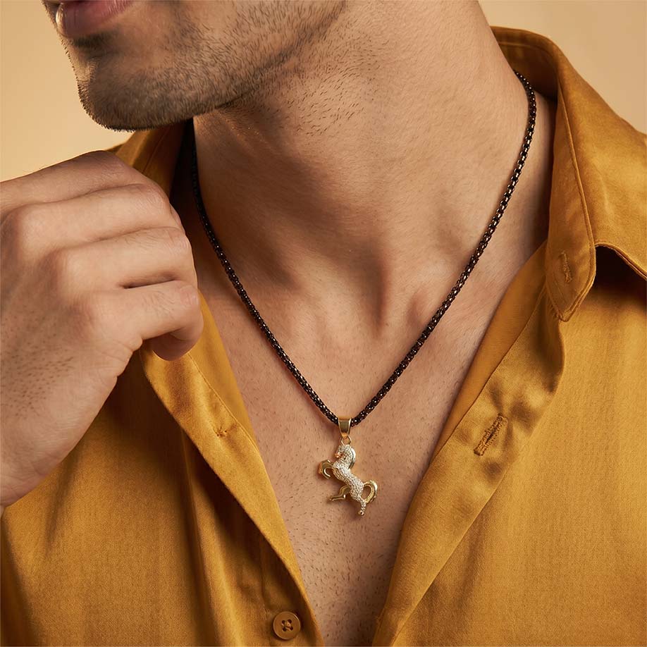 Ride Your Destiny Horse Pendant - 24k Gold Tone Plated [Black Chain] - Image 11