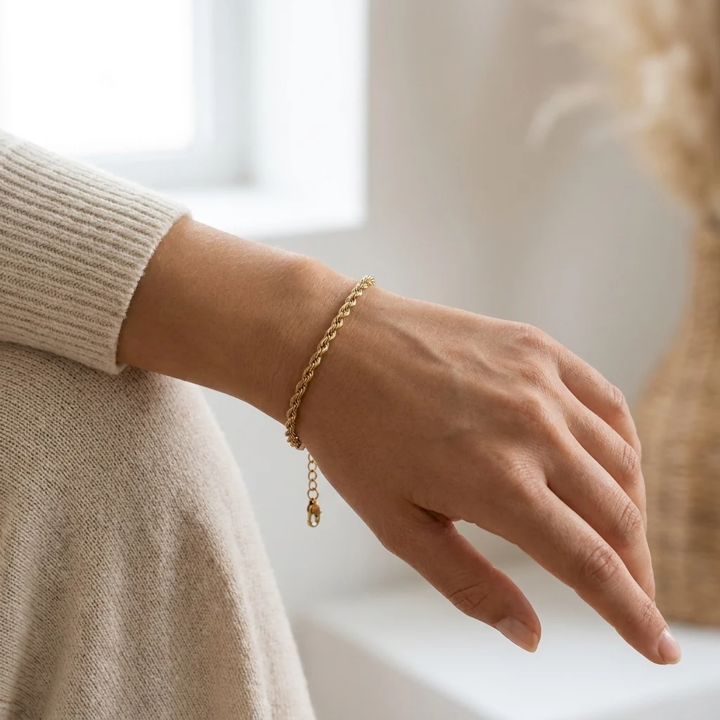 Signature Rope Chain Bracelet — 24K Gold Tone - Image 5