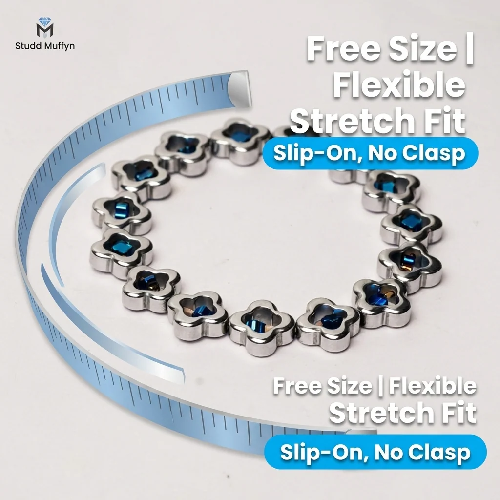 Silver & Blue Clover Bracelet - Image 9