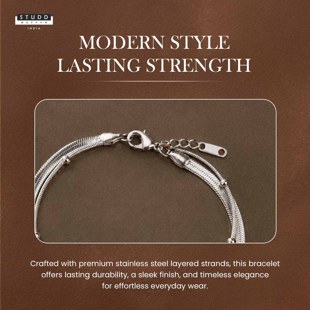 Dual Snake Satellite Bracelet [ Silver ] - Image 3
