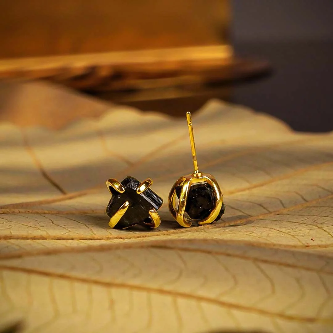Black Tourmaline Spider Studs - Image 3