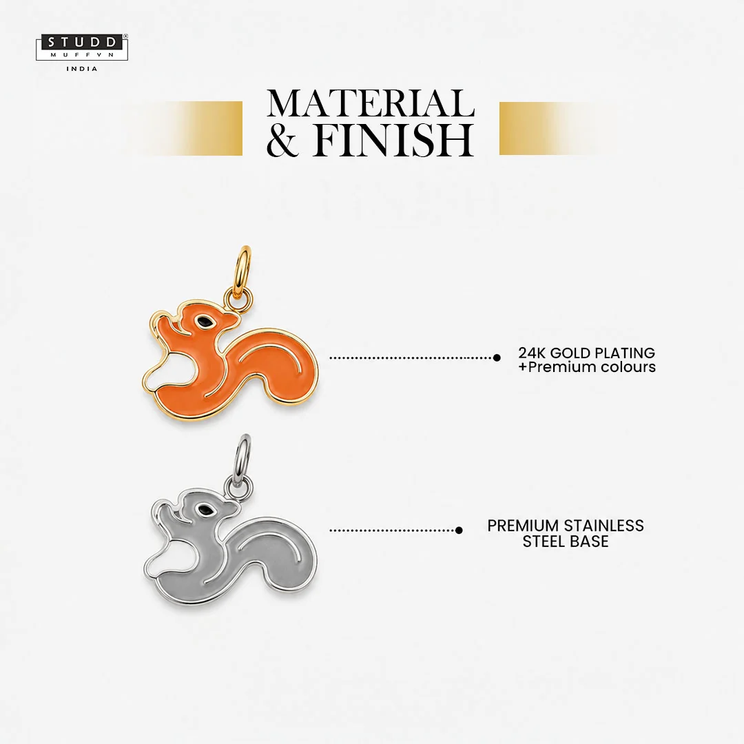 Squirrel Pendant -  24K Gold Plated [ With Velore Snake Chain] - Image 3