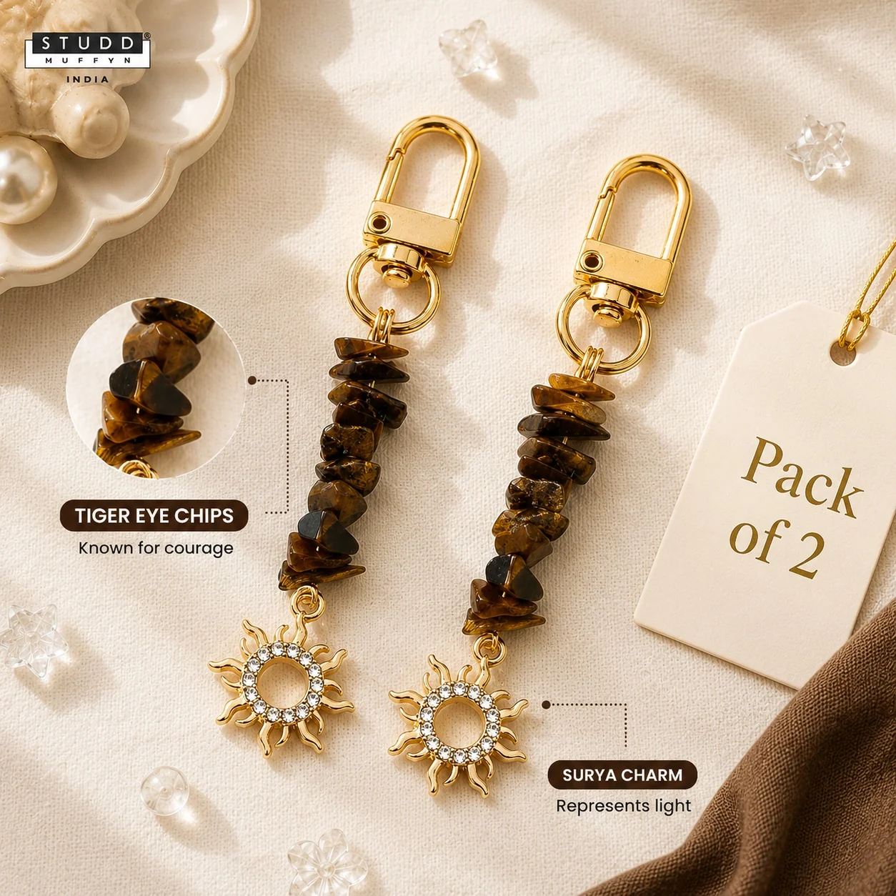 Tiger Eye Crystal Keychain - Image 6