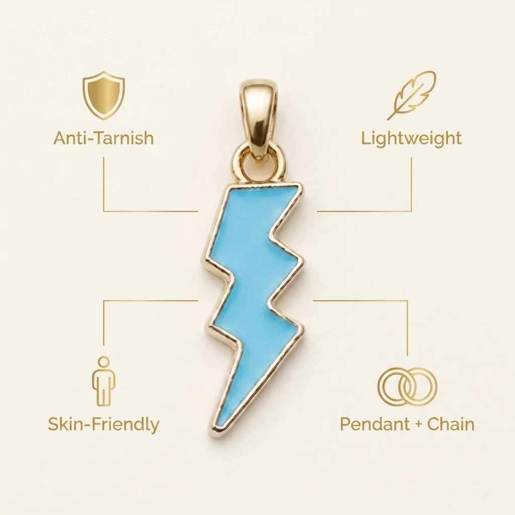 Thunder Pendant - 24K Gold Tone - Image 3