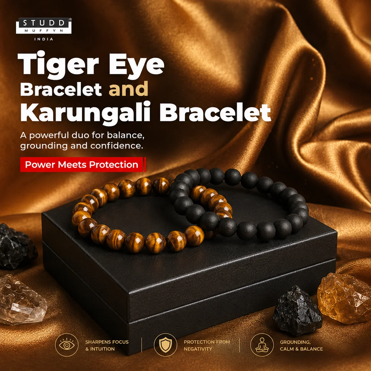 TIGER EYE AND KARUNGALI BRACELET - Image 2