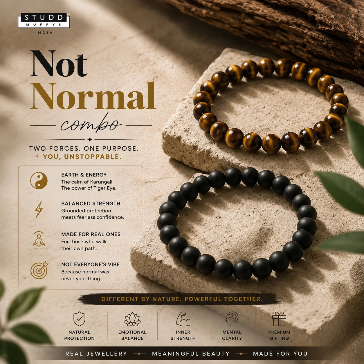 TIGER EYE AND KARUNGALI BRACELET - Image 3