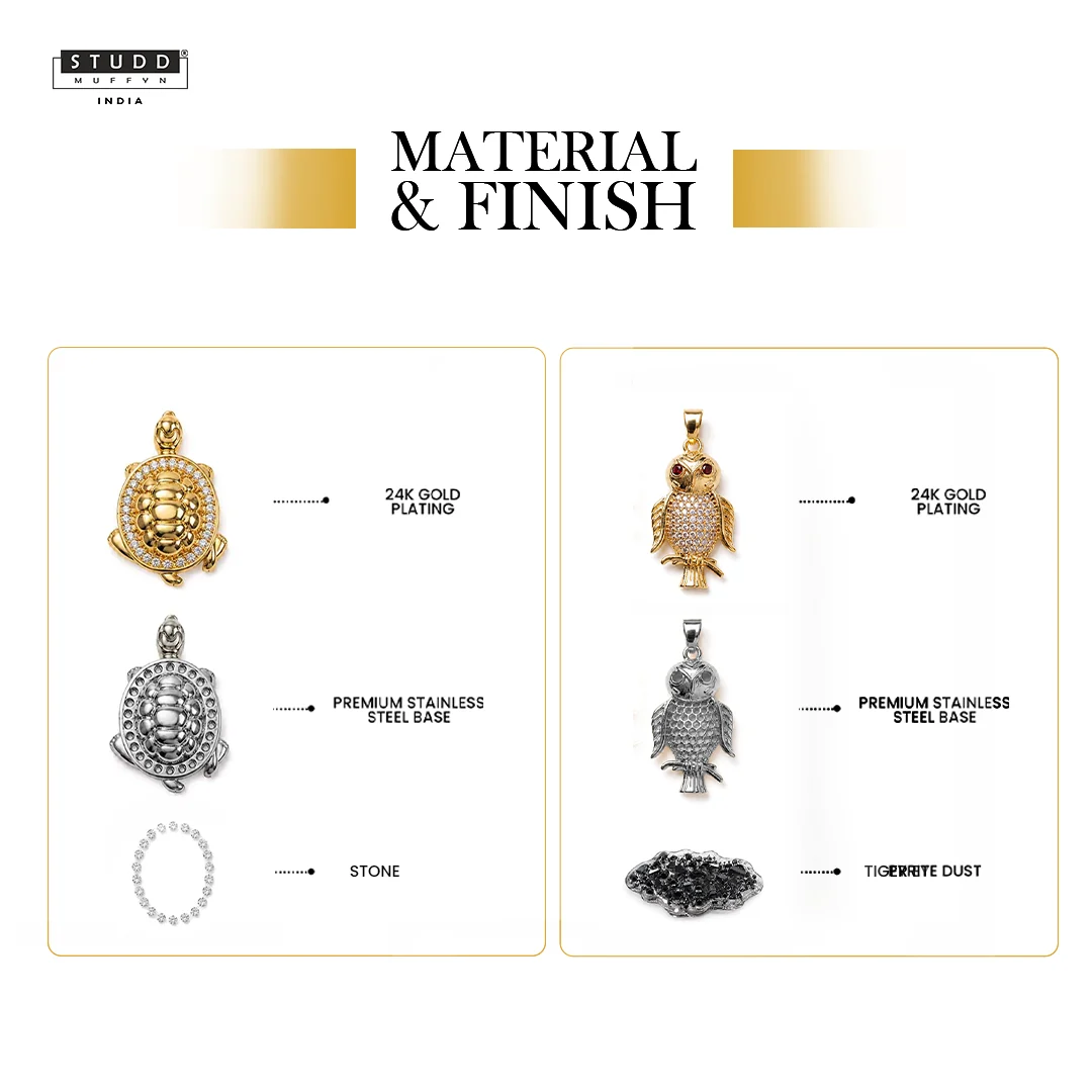Turtle + Owl : Smart Success Combo With Velore Snake Chain - Image 4