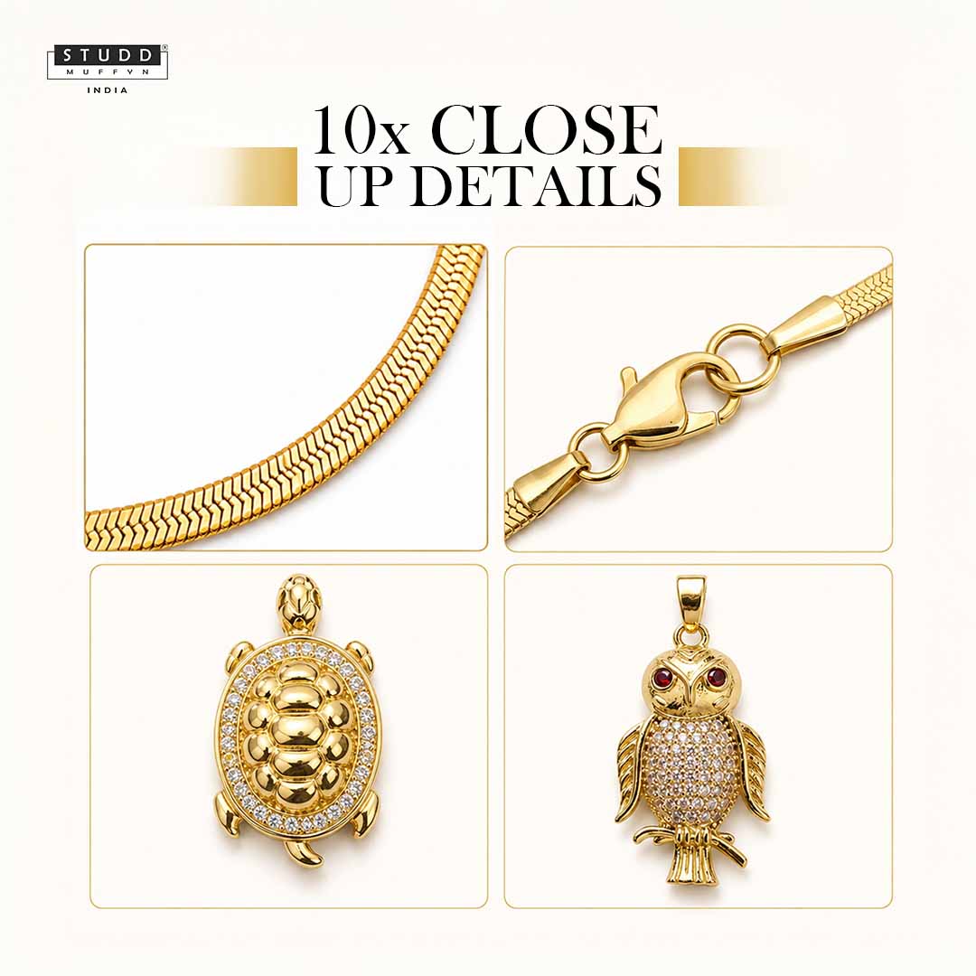 Turtle + Owl : Smart Success Combo With Velore Snake Chain - Image 6