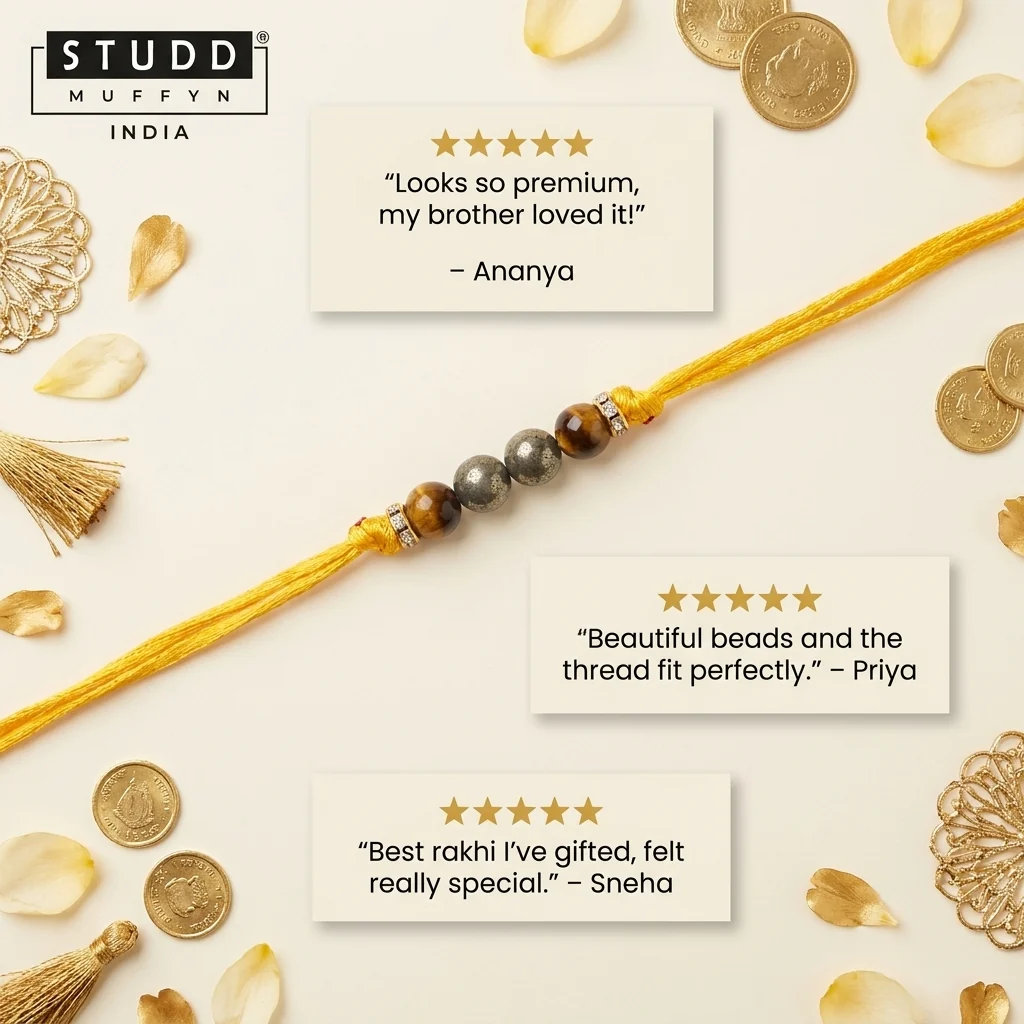 Unstoppable Pyrite-Tiger Eye Crystal Rakhi - Image 10