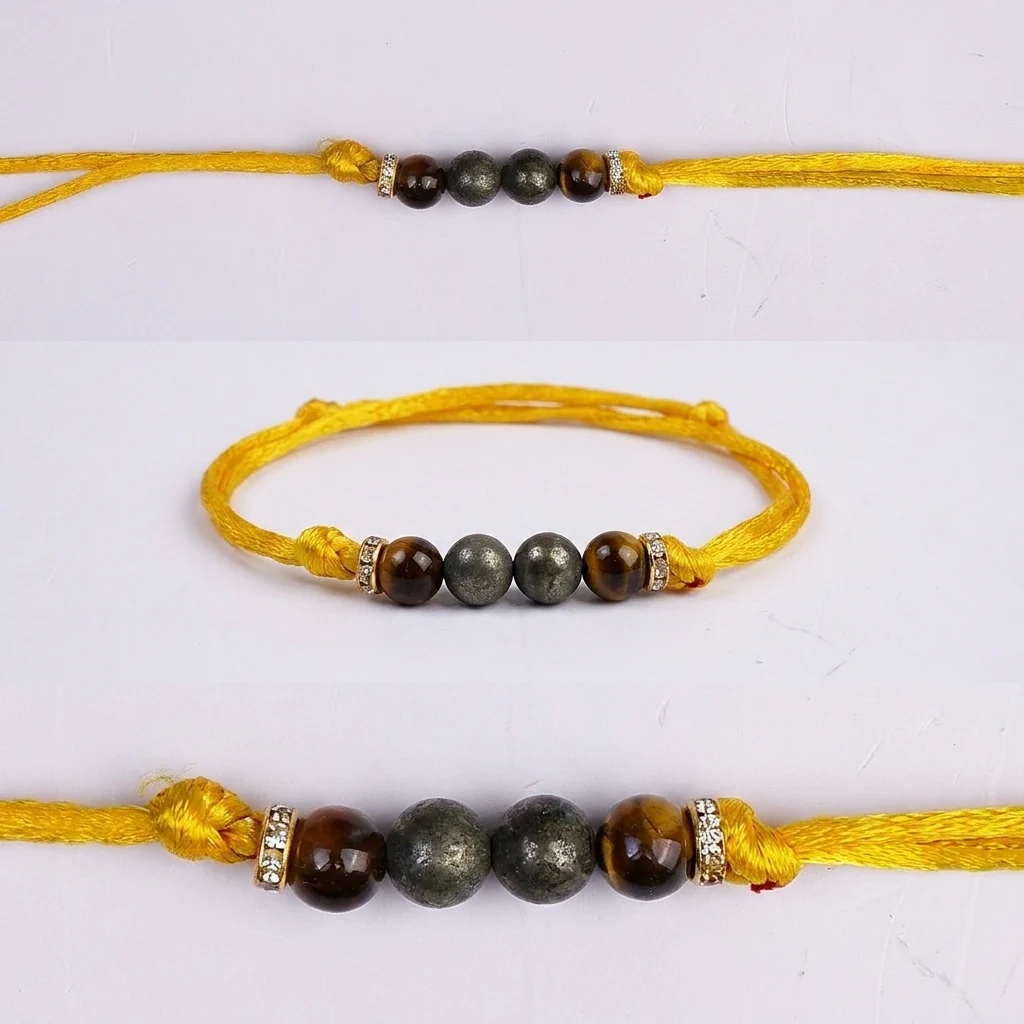 Unstoppable Pyrite-Tiger Eye Crystal Rakhi - Image 11