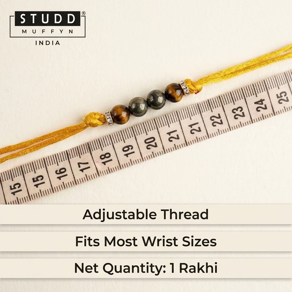 Unstoppable Pyrite-Tiger Eye Crystal Rakhi - Image 8