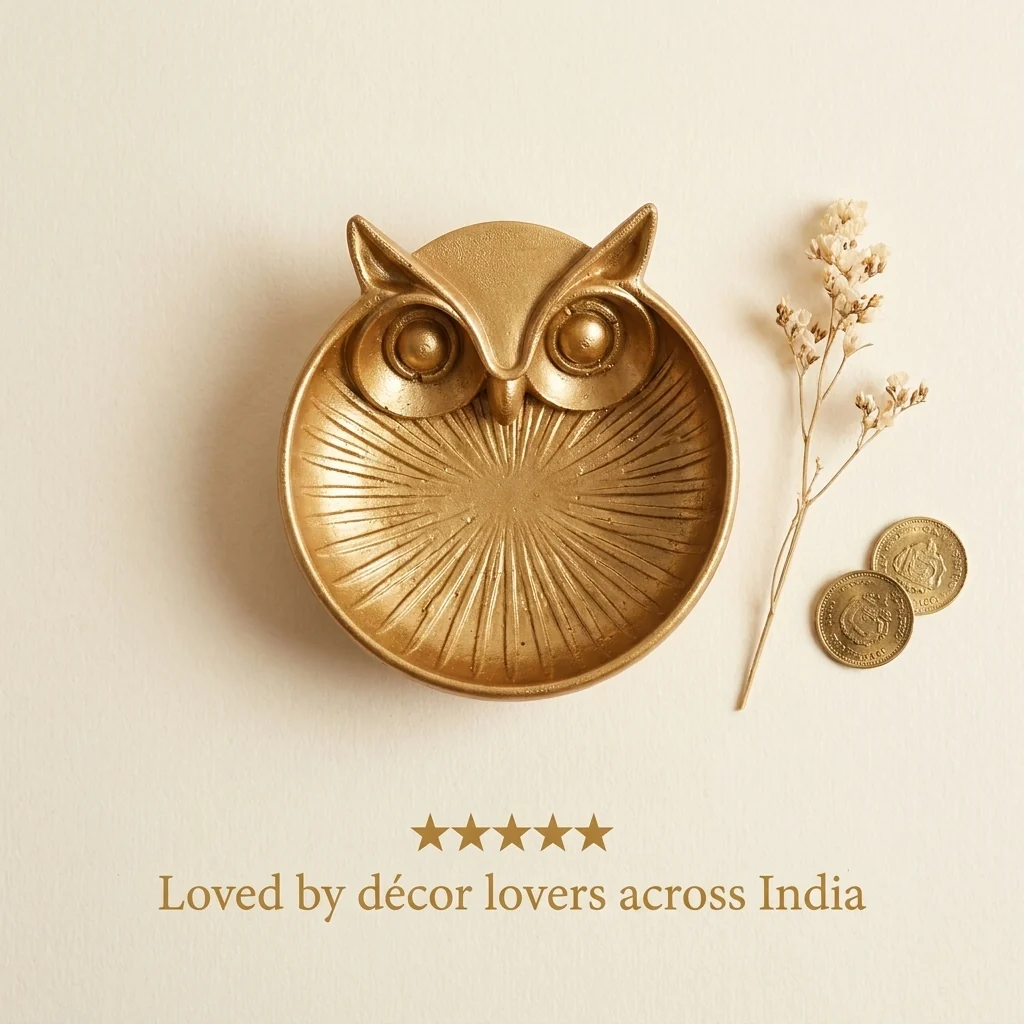 Wise Owl Money Bowl — Handcrafted Golden Resin Décor - Image 8