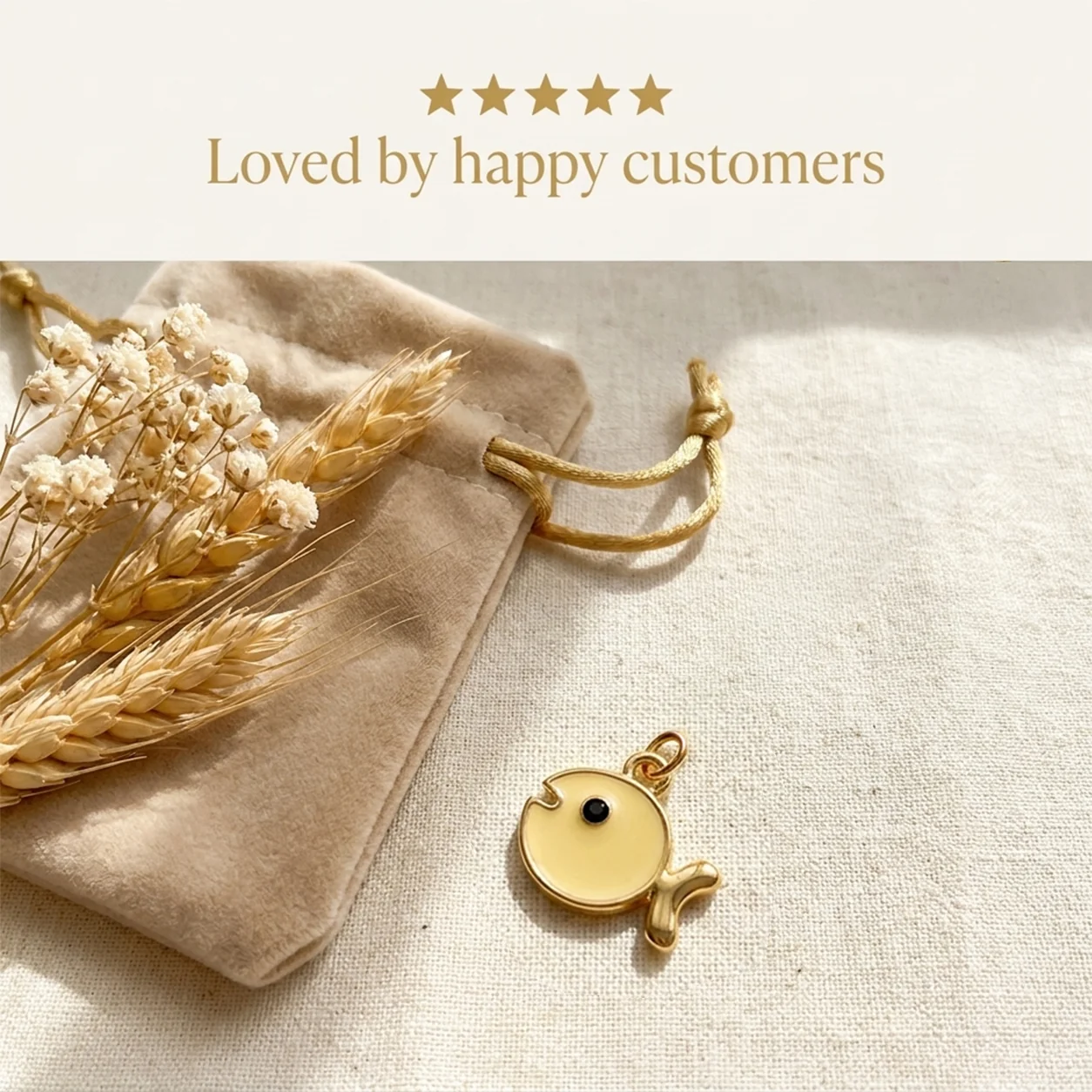 Yellow Fish Pendant - 24K Gold Tone - Image 3